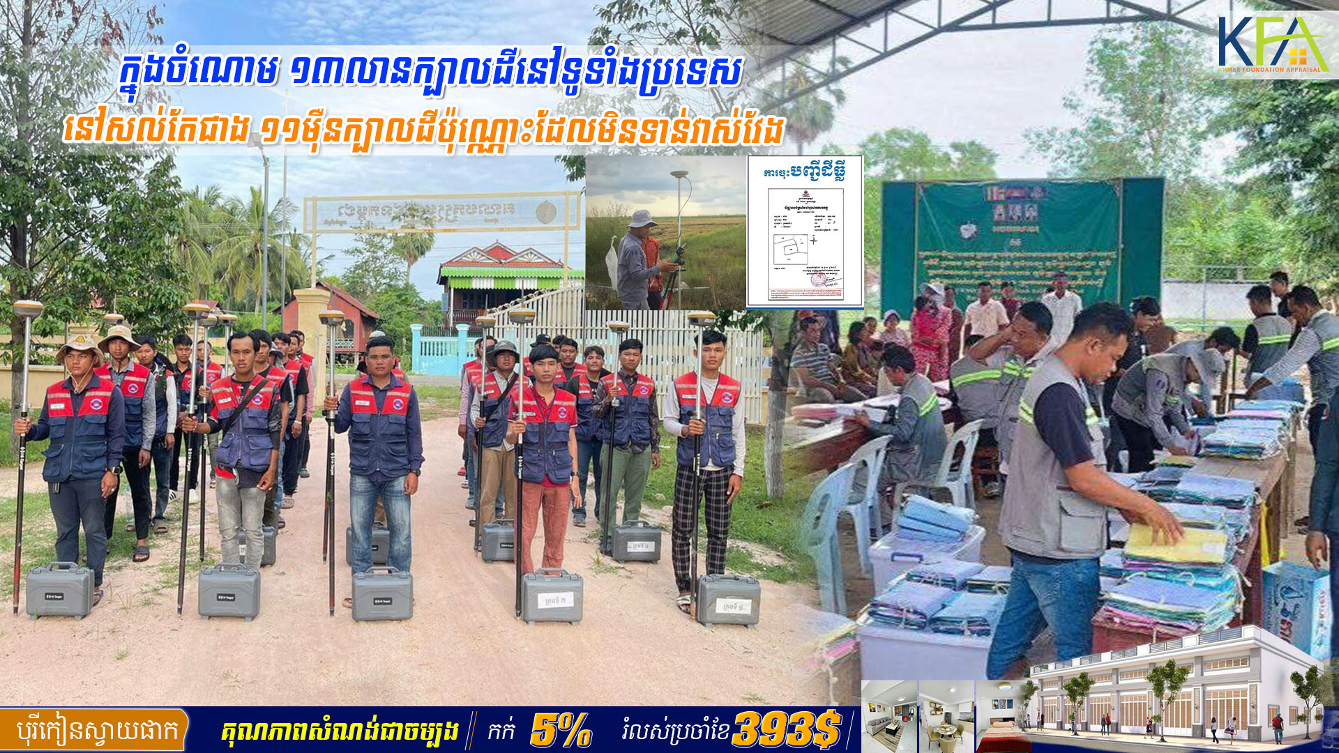 ក្នុងចំណោម ១៣លានក្បាលដីនៅទូទាំងប្រទេស នៅសល់តែជាង ១១ម៉ឺនក្បាលដីប៉ុណ្ណោះដែលមិនទាន់វាស់វែង